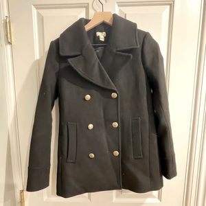 J. Crew Factory Black Pea Coat (never worn)